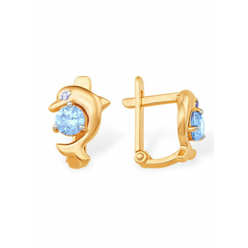 Серьги VOROBYEVA, красное золото, 585 проба, фианит, длина 1 см