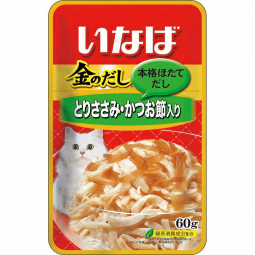 Japan Premium Pet Inaba Пауч для кошек Куриное филе с кацуобуси в желе 60 гр x 3 шт.