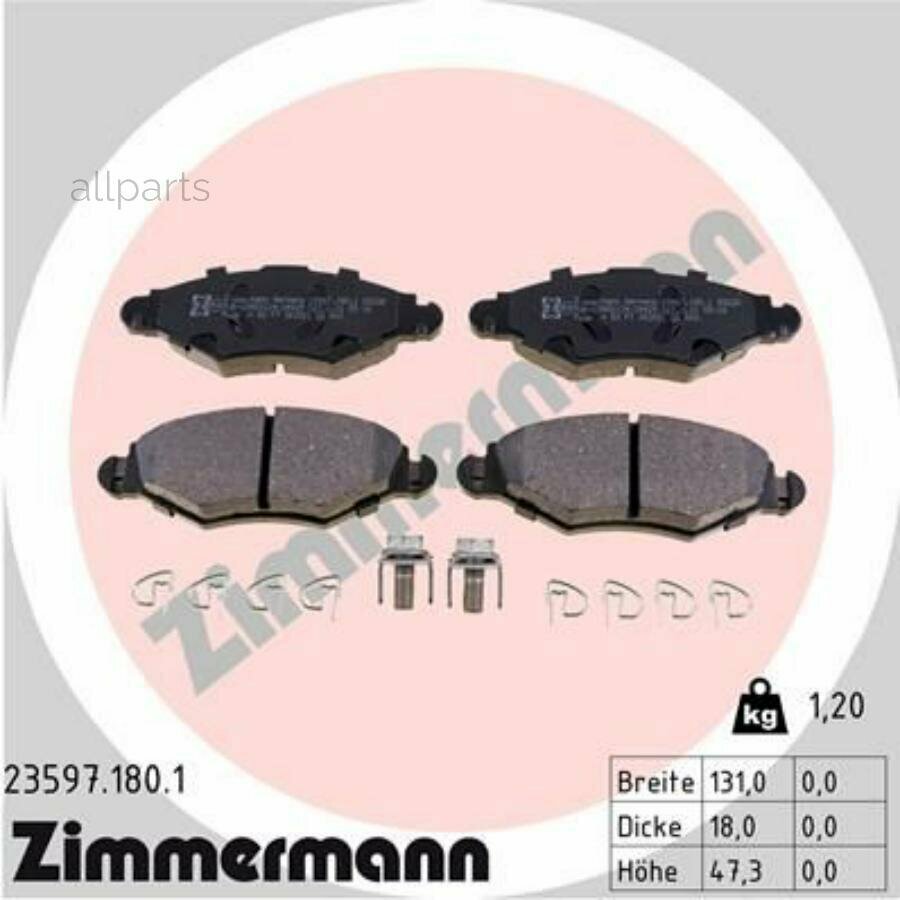 ZIMMERMANN 23597.180.1 Колодки тормозные дисковые Peugeot Citroen