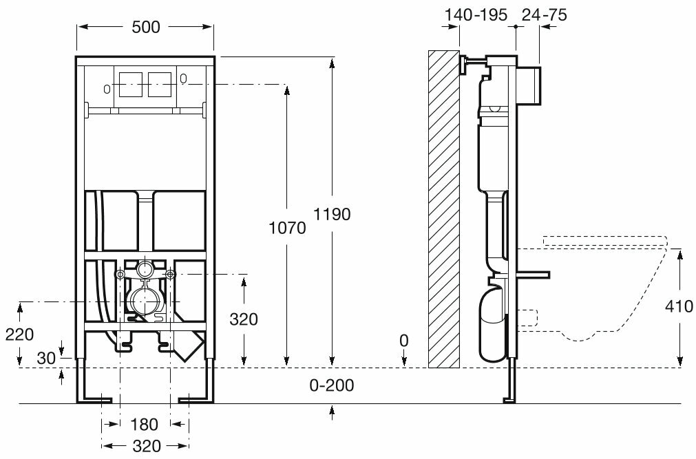 Duplo WC 890090800 Система инсталляции для электронного подвесного унитаза (рама, бачок) Roca - фото №6