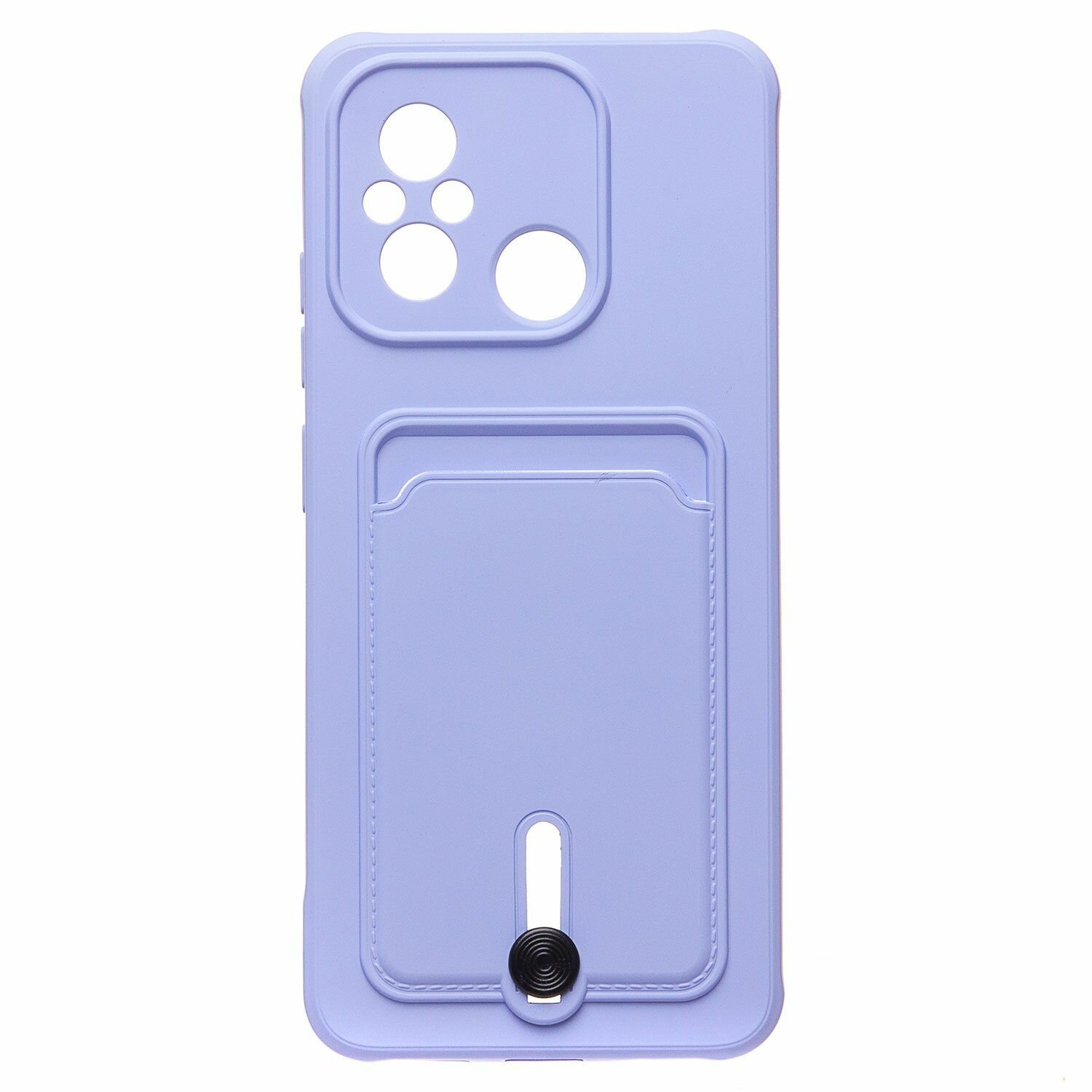 Защитный чехол с кармашком под карту для Poco C55/Redmi 12C / карман с выдвижным механизмом /темно-фиолетовый