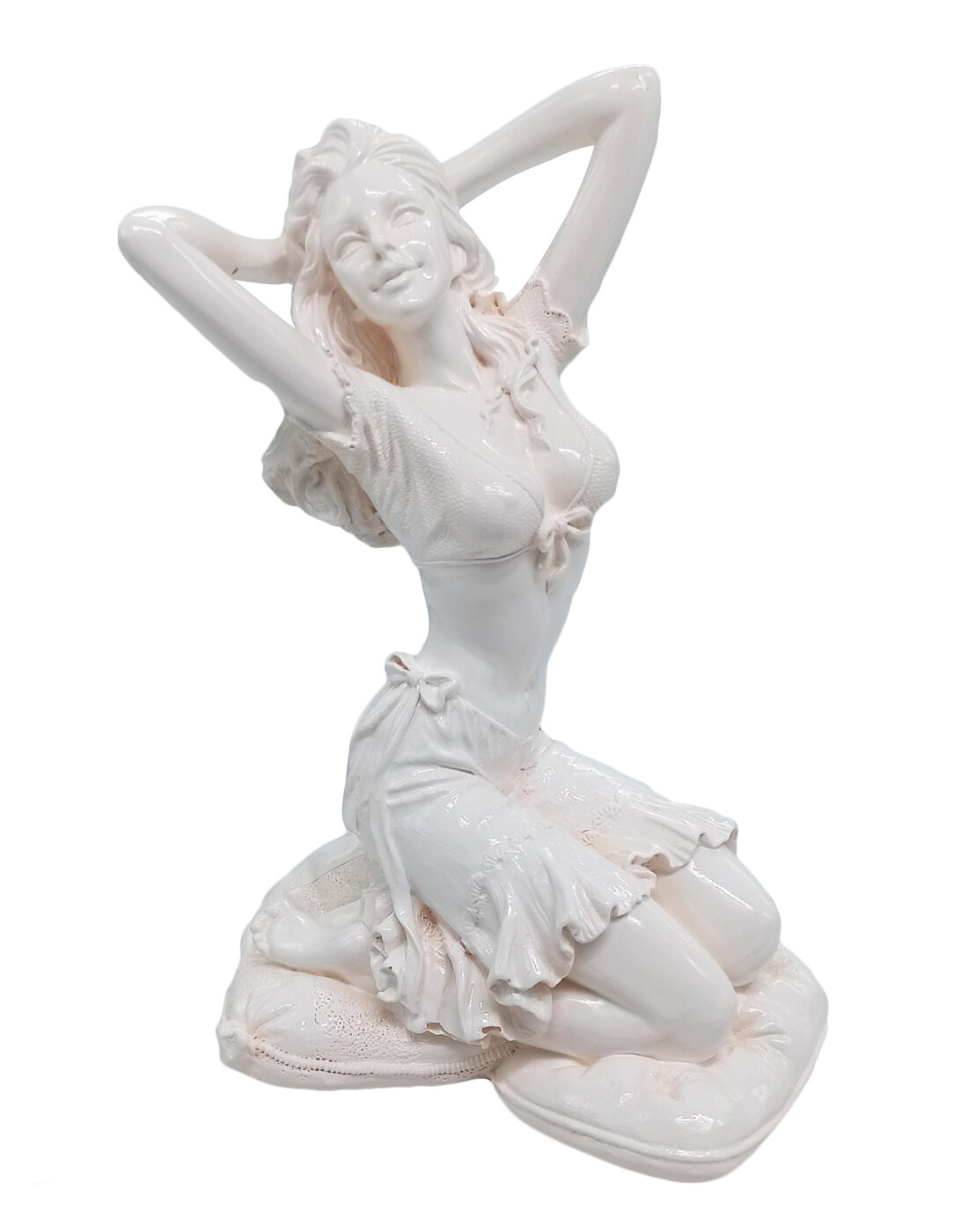 фото Статуэтка Девушка на коленях на подушках 18 см гипс, цвет бронза