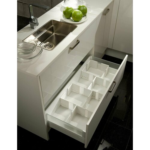 Раздвижной контейнер cuisioFLEX для глубоких ящиков кухни (фабрика Ninka, Германия), 236х236x129 мм, белый/белый, комплект из 2-х штук
