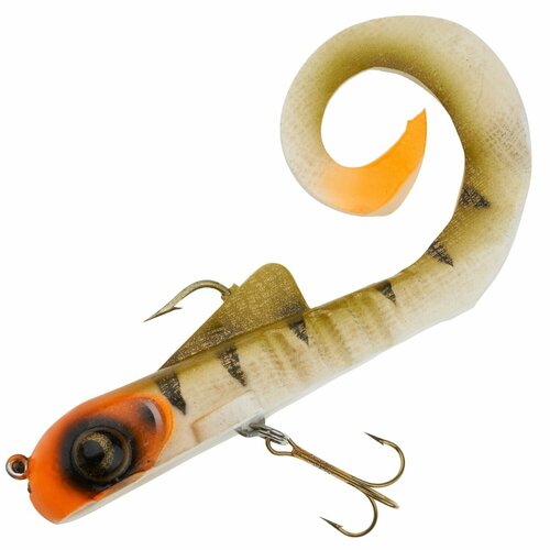 Силиконовая приманка для рыбалки Musky Innovations Custom Spring Bull Dawgs Ultra Flash #Orange Head Perch, твистер на щуку, окуня, судака