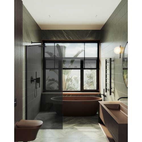 Душевая перегородка MaybahGlass Walk In 79х195 MGD-698-6ш стекло графит, профильчерный
