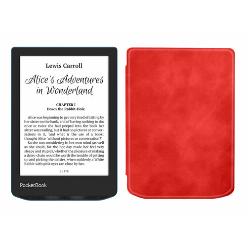 Электронная книга PocketBook 634 Verse Pro, синий с обложкой ReaderONE Red