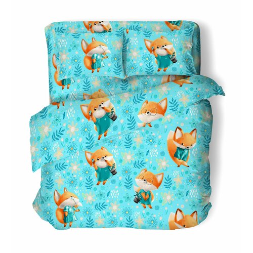 Постельное белье 1.5 спальное детское Поплин Лисички