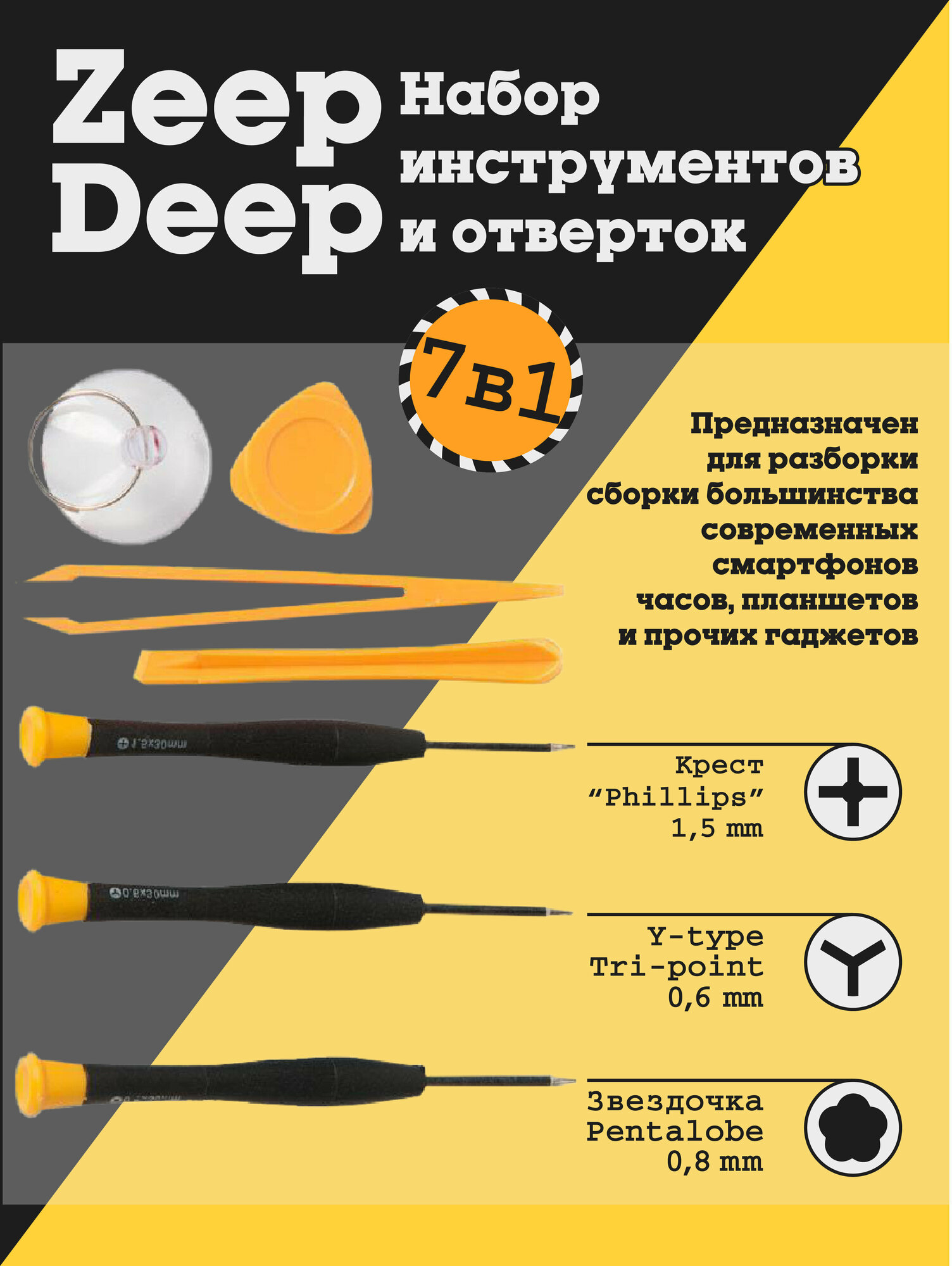 фото Ремкомплект ZeepDeep OPTIMA-MAGNETIC 7 в 1 в ЗИП-пакете для телефонов и наручных часов Apple, Huawei, Xiaomi, Samsung