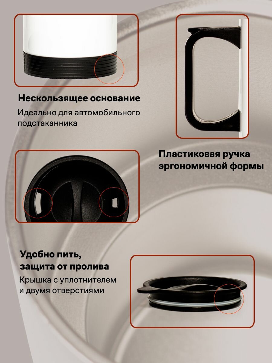 Термокружка 500 мл автомобильная Флаг Копейска - фотография № 5