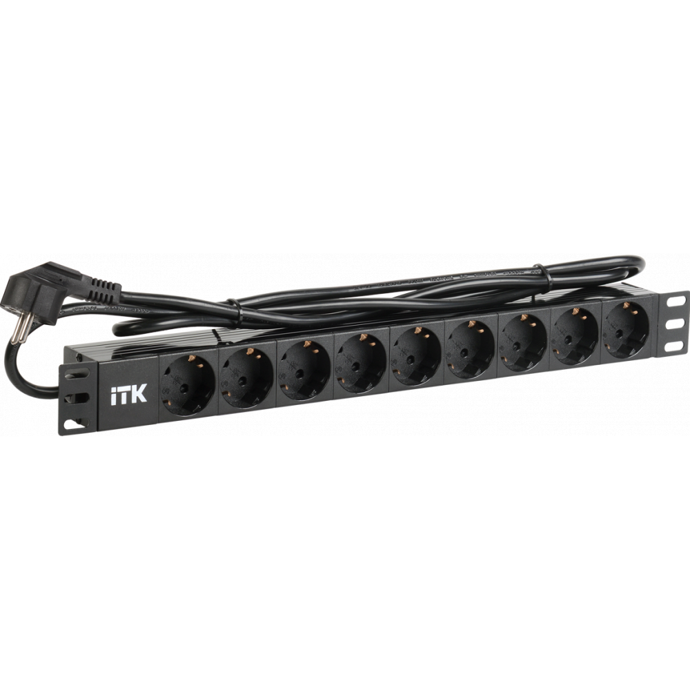 PH22-9D1-P ITK PDU 9 розеток DIN49440 (нем. cтанд.) 1U, шнур 2м вилка DIN49441 (нем. станд.), профиль из ПВХ, черный IEK - фото №18