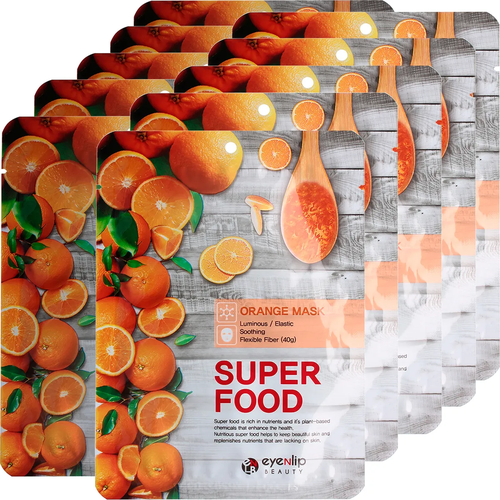 Освежающая маска для лица с экстрактом апельсина Eyenlip Super Food Orange Mask, 23 мл - 10 шт (СГ до 09.2024г.)
