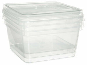 Набор контейнеров для заморозки продуктов 3шт 0,75л Lucky Friday Frozen квадратные прозрачные