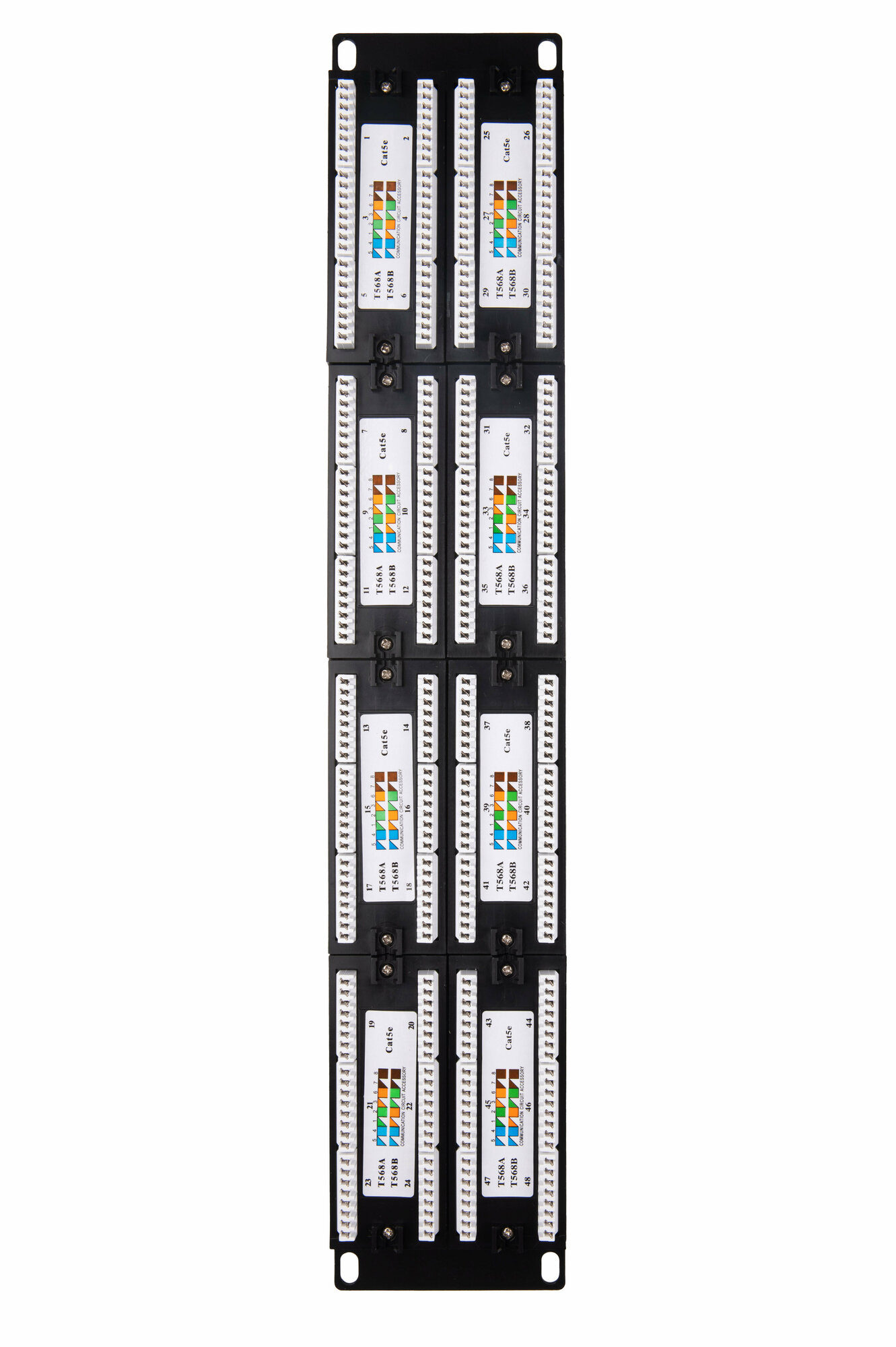 Патч-панель WRLine 19" (2U), 48 портов RJ-45, категория 5e, Dual IDC, с задним кабельным организатором, цвет черный - фото №3