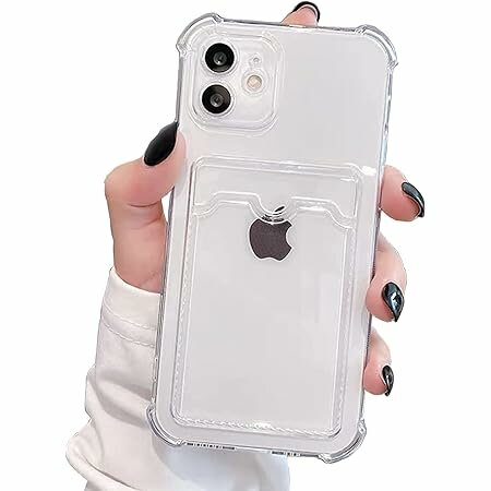 AV-Retail / Чехол силиконовый прозрачный с карманом для карт на iPhone 12 / Чехол усиленный противоударный