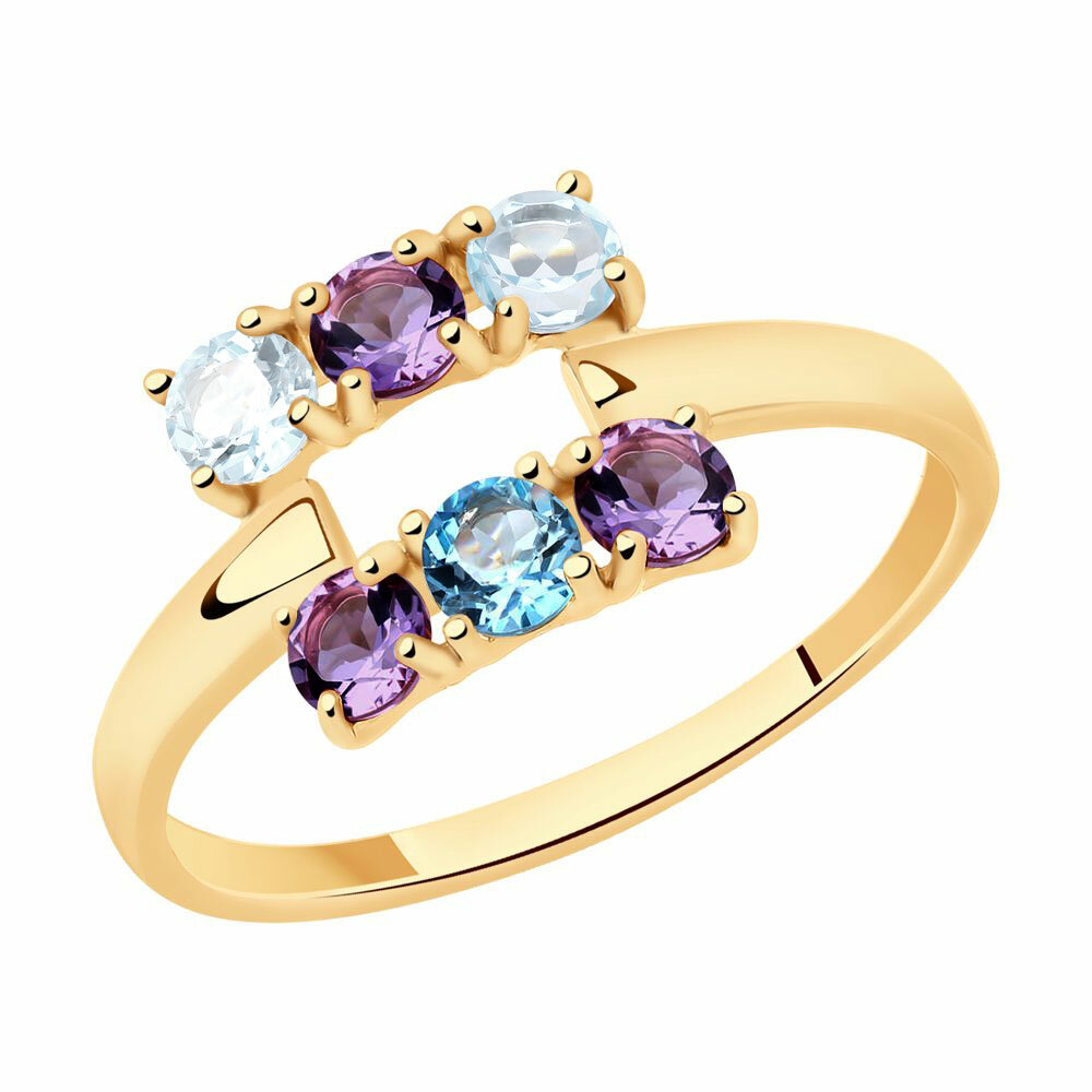 Кольцо Diamant online, золото, 585 проба, топаз, аметист