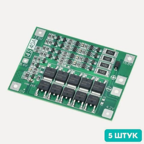 Изображение товара BMS 4S 40A 16.8V контроллер заряда/разряда Li-ion аккумуляторов с балансировкой (5 штук)
