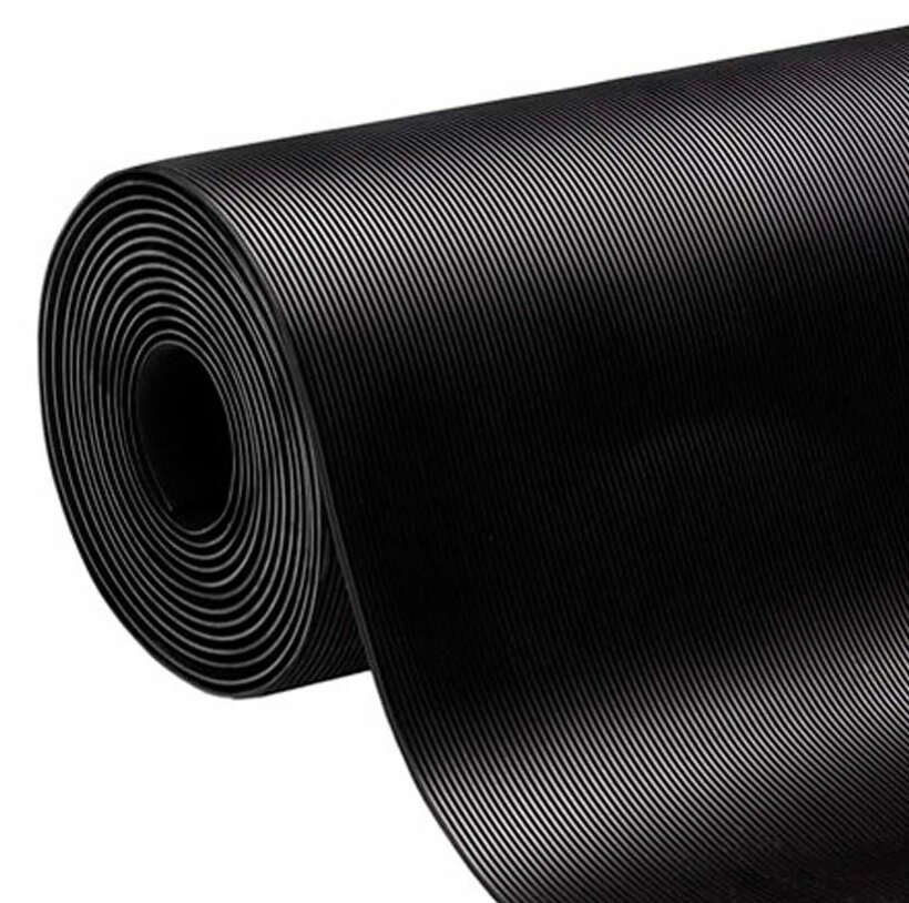 Резиновая рулонная дорожка Rubber Matting 12x4м h3 мм "Штрих" (черная)