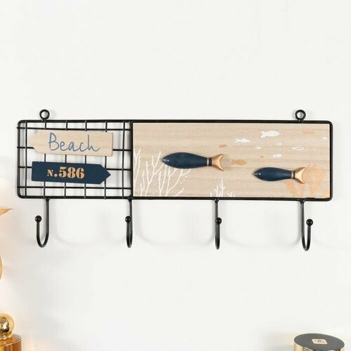 Крючки декоративные дерево металл Синие рыбки 402х4х177 см 1509₽