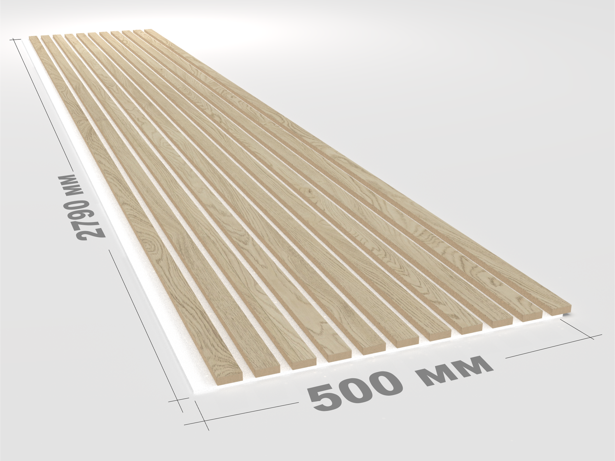 Акупанель (Акустическая стеновая панель): декоративные рейки – Дуб шпон и Белая акустическая панель