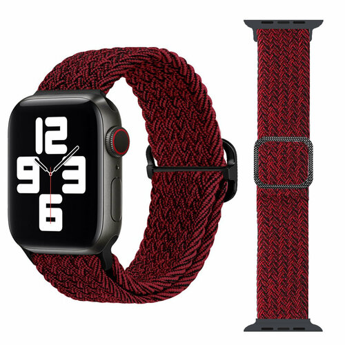 Ремешок плетеный нейлоновый для смарт-часов Apple Watch Series 1-9 и Ultra 42/44/45/49 мм, X9 Pro2 / X9+ Ultra2 / X8 Pro+, 37 песочно-красный