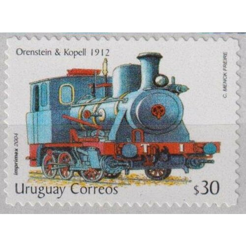 Почтовые марки Уругвай 2004г. Паровоз Поезда MNH почтовые марки уругвай 2004г международный день борьбы со злоупотреблением наркотиками рисунок mnh