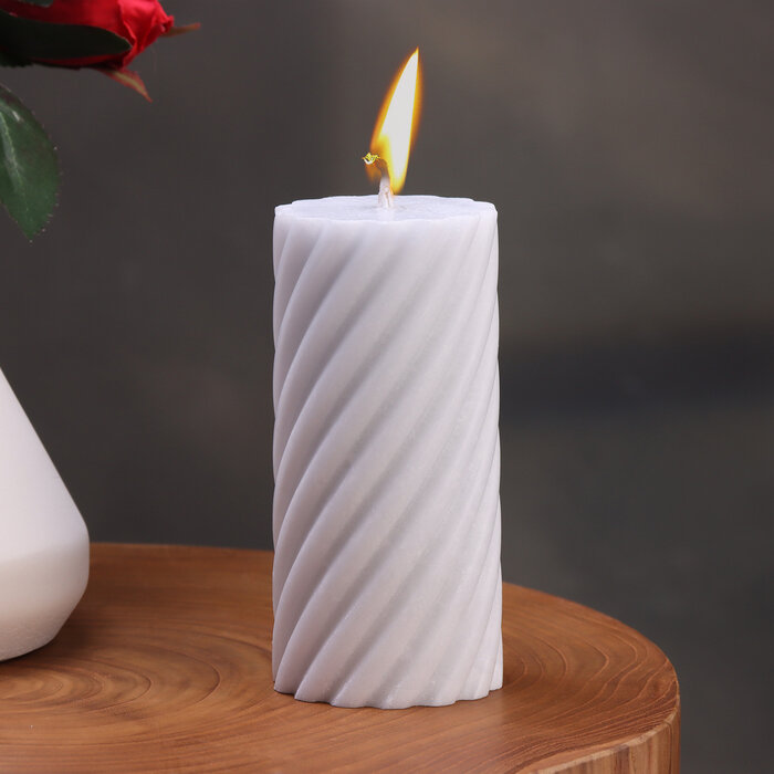 фото Свеча-цилиндр "Спираль",5х10 см, пальмовый воск, серая, 6 ч