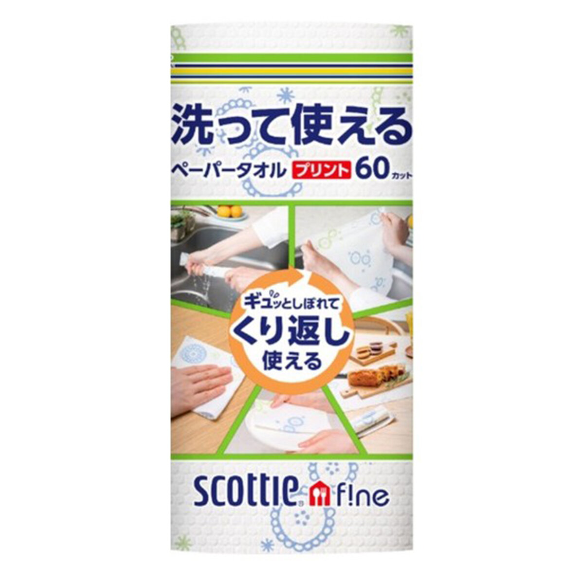 Nippon Scottie Fin Бумажные кухонные полотенца (можно использовать для мытья и выжимать), рулон 60 лист.