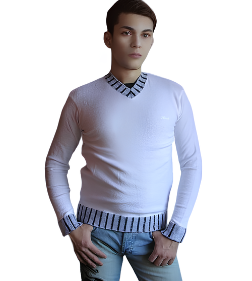 Пуловер , размер XL, белый