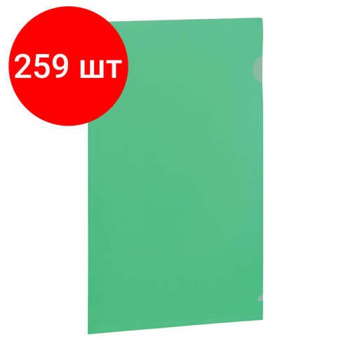 Комплект 259 шт, Папка-уголок BRAUBERG, зеленая, 0.10 мм, 223965