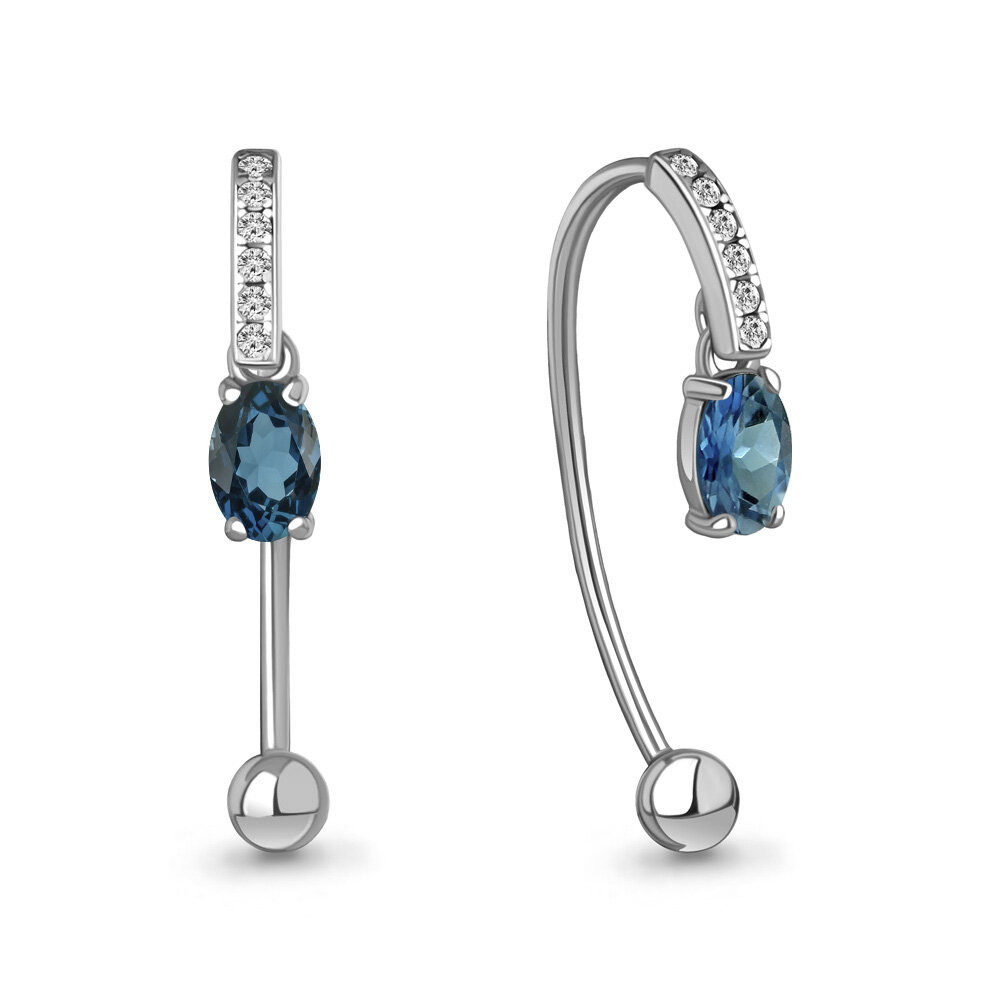 Серьги, серебро, 925 проба, родирование, фианит, топаз