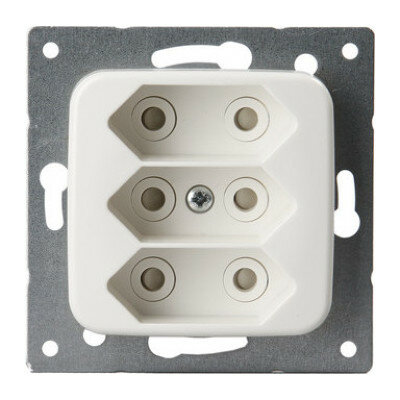 фото Розетка трехместная ABB JUSSI, скрытый монтаж, белый, 2TKA000974G1