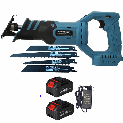 Бесщеточная сабельная пила с питанием от литиевой батареи Heimerdinger 18 В с двумя батареями по 40 Ач 8176₽