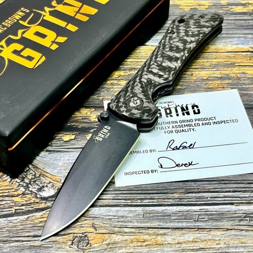 фото Нож складной southern grind sg22266 spider monkey, magnacut black blade, carbon handle нет бренда