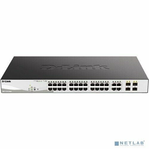 D-Link SMB Сетевое оборудование D-Link DGS-1210-28MPF4A Настраиваемый L2 коммутатор с 24 портами 101001000Base-T и 4 комбо-портами 1001000Base-TSFP 24 порта PoE 8023afat PoE-бюджет 370 Вт 59163₽