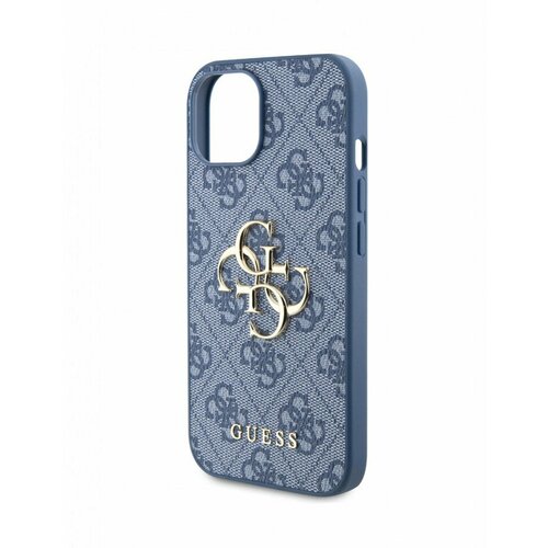 Чехол Guess PU 4G Big metal logo Hard для iPhone 15, цвет Синий (GUHCP15S4GMGBL)