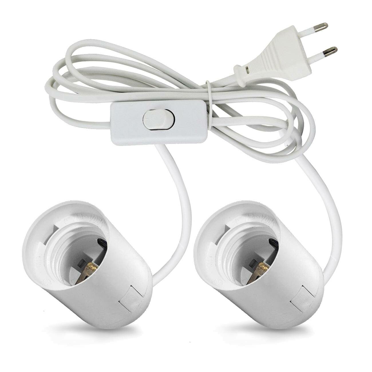 фото Патрон двойной для фитоламп с проводом и выключателем