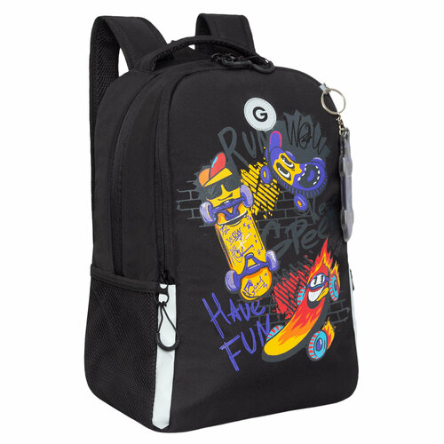 Рюкзак школьный GRIZZLY легкий с жесткой спинкой, двумя отделениями, для мальчика RB-451-7/1