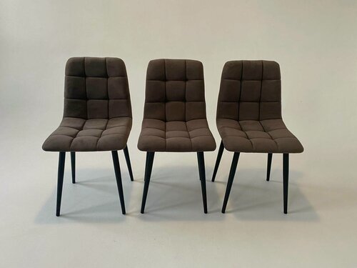 Изображение товара Стулья для кухни 3 штуки, мягкие, коричневые