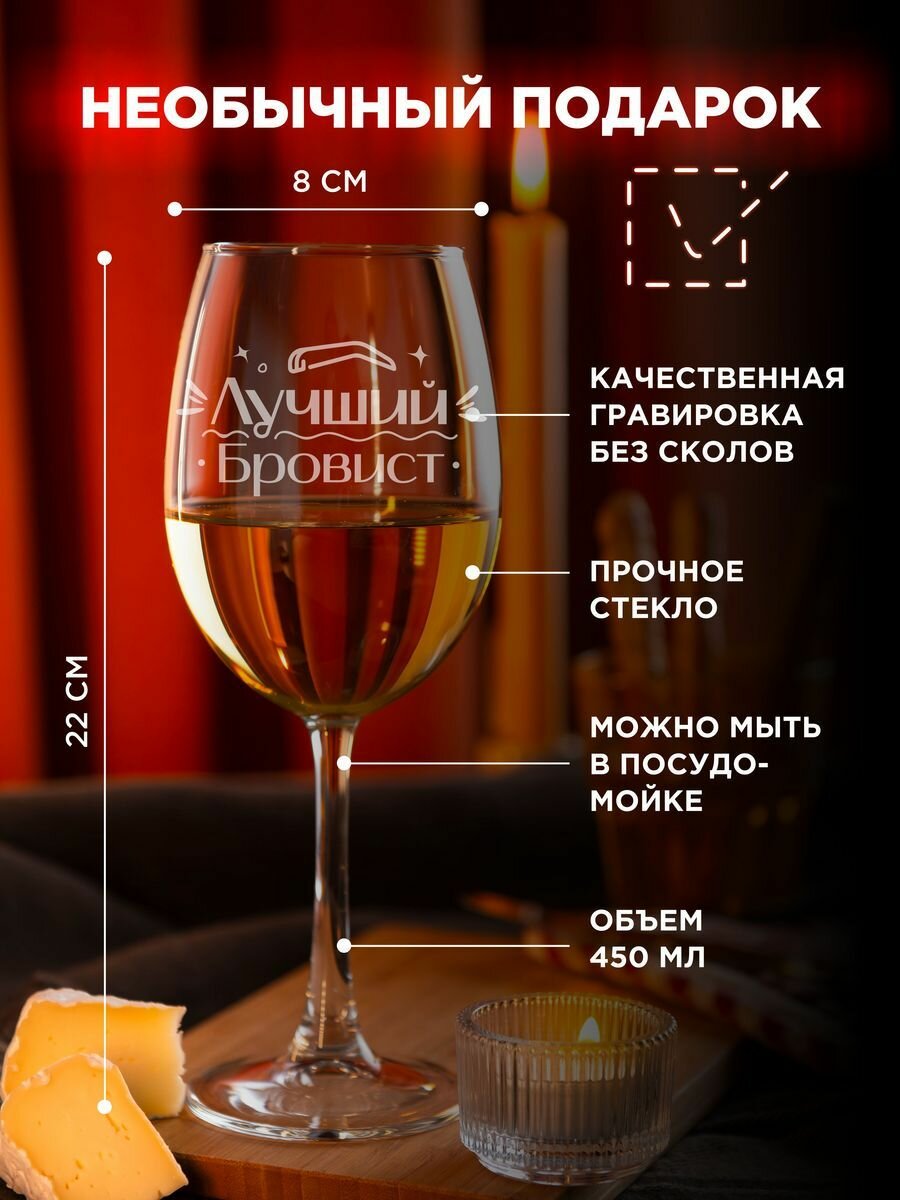 Подарок бровисту. Бокал с надписью — фото 1