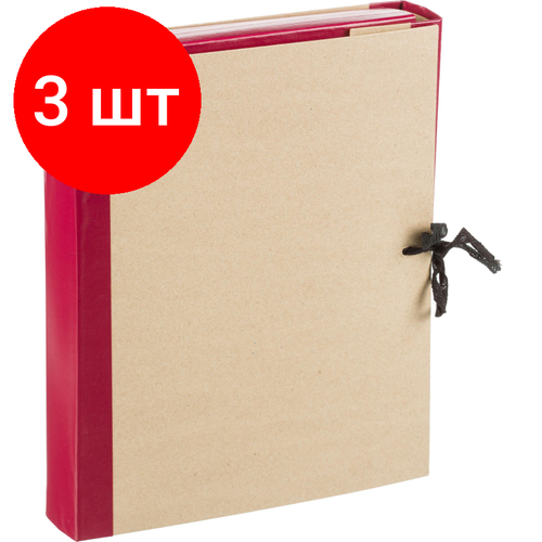 Комплект 3 штук, Папка архивная Attache Economy 50мм крафт/бумвинил 4 завязки, бордовая комплект 3 штук папка архивная attache economy 80мм крафт бумвинил 4 завязки бордовая