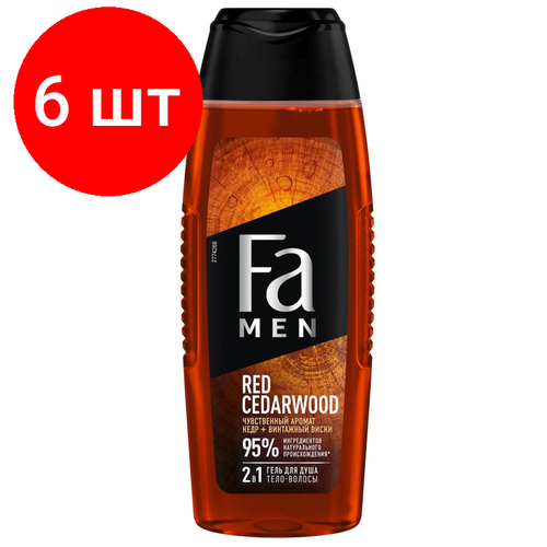 Комплект 6 штук, Гель для душа FA мужской 2-в-1 Red Cedarwood, 250 мл