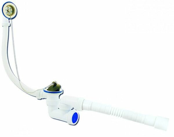 фото Сифон для ванны плоский, нержавеющая чашка70мм, 1 1/2"х40, гофра 180-500мм, Dn 40/50, ВИР 30982420