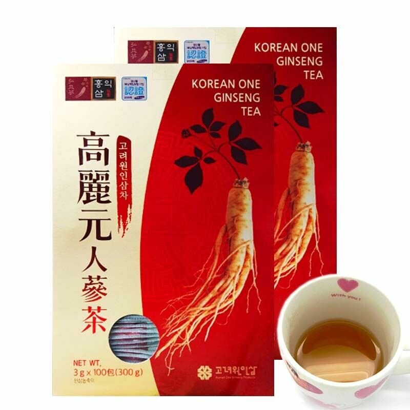 Чай с женьшенем, Korean One Ginseng Tea - 100 пакетиков - фотография № 1
