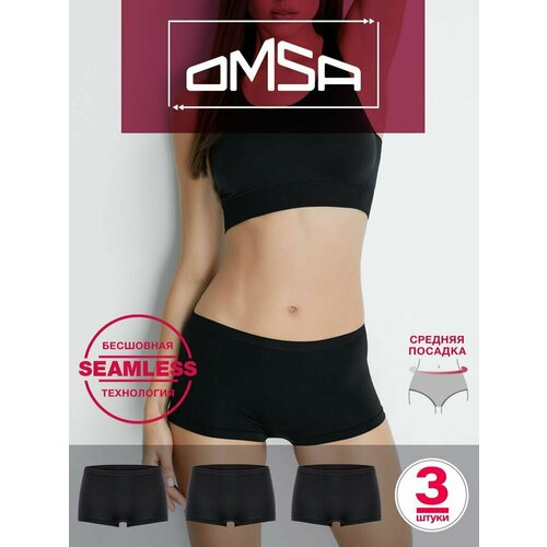 Трусы Omsa, 3 шт., размер 44/46 (2/3-S/M), черный трусы omsa 3 шт размер 44 46 2 3 s m мультиколор