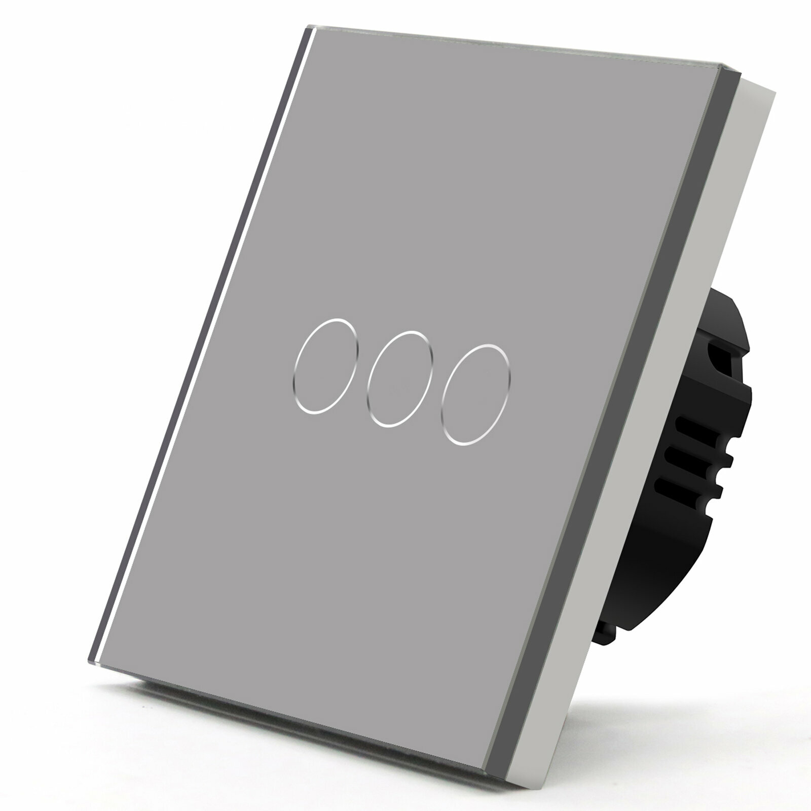 Сенсорный выключатель 3 клавиши 1 пост, (3G) стекло 86х86 мм, цвет серый