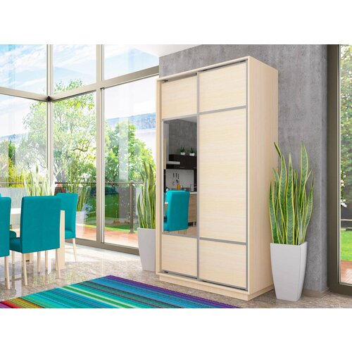 Шкаф-купе НИКА-2 2200х1200х600 дуб молочный двери глухая 1шт дверь зеркальная 1шт 20130₽