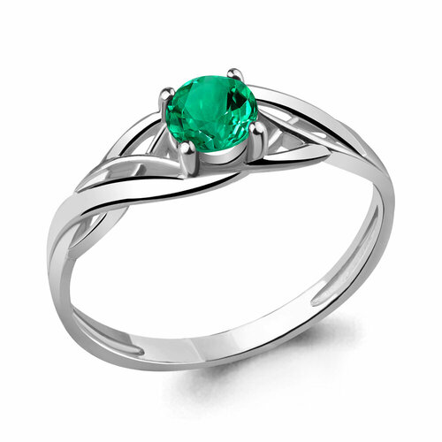 фото Кольцо aquamarine, серебро, 925 проба, изумруд синтетический, серебряный