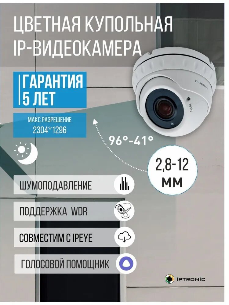 Купольная IP-видеокамера IPTRONIC IPT-IPL720DM(28-12)P