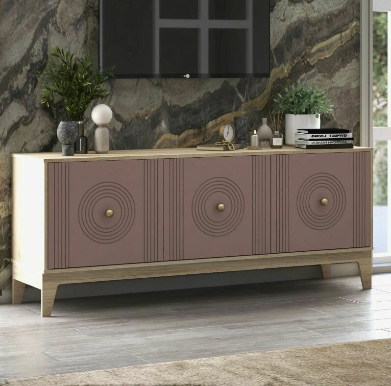 фото Комод Адриана (1783х726х450) Пыльная роза/Дуб сонома