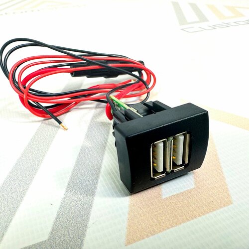 Зарядное устройство USB в штатную кнопку на 2 гнезда ВАЗ 2170 Приора / 2190 Гранта